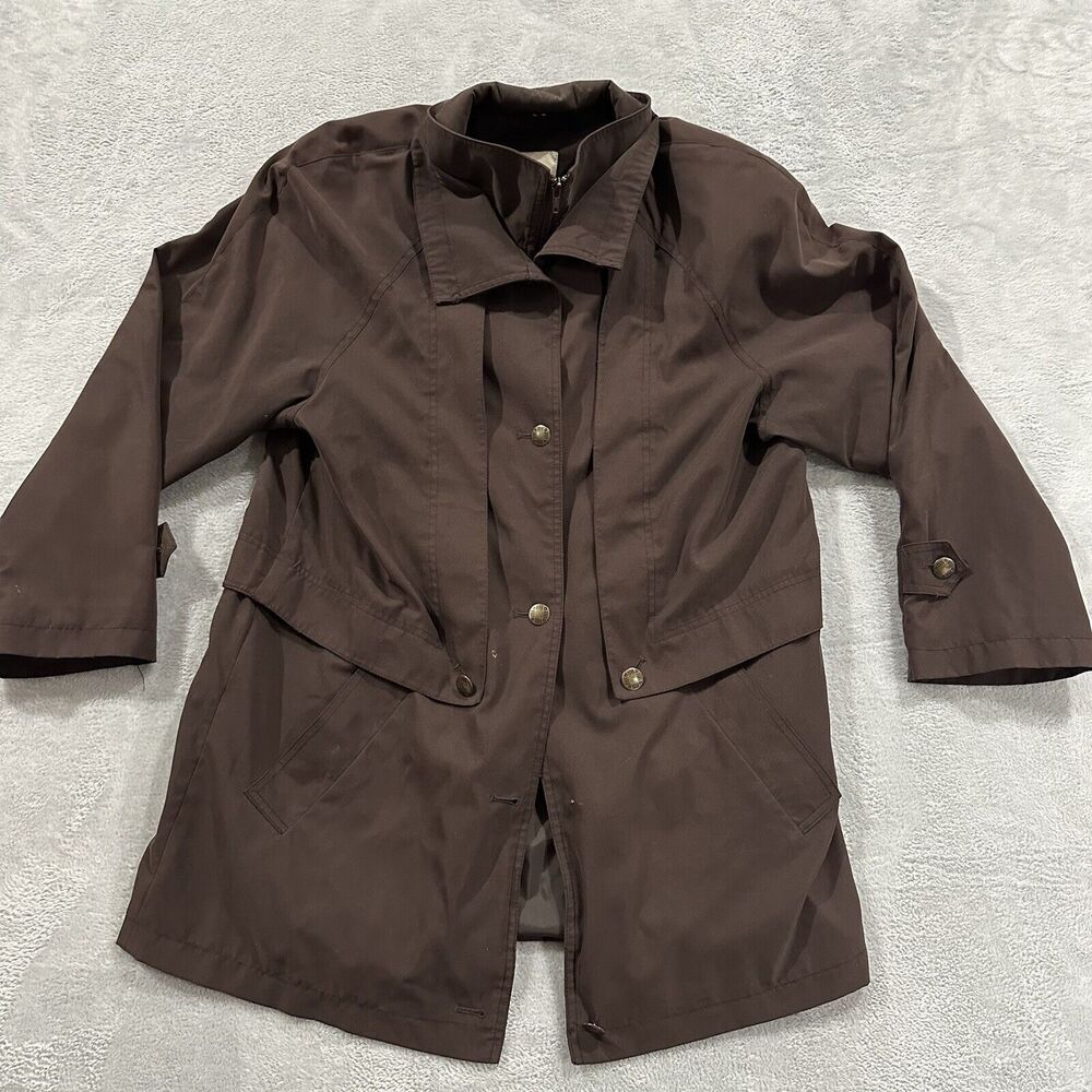 Savannah Coat Women's US 10 UK 14 Zip Snap Long Sleeve Brown Rain City
